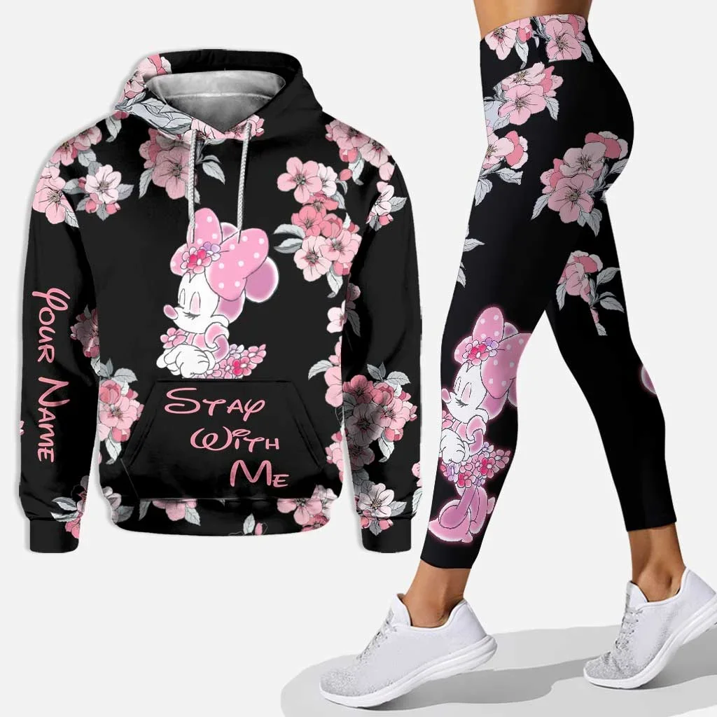Personalized Name New Disney Minnie Mouse 3D Women\'s Hoodie and Leggings Suit Mickey Yoga Pants Sweatpants Fashion Sports Suit