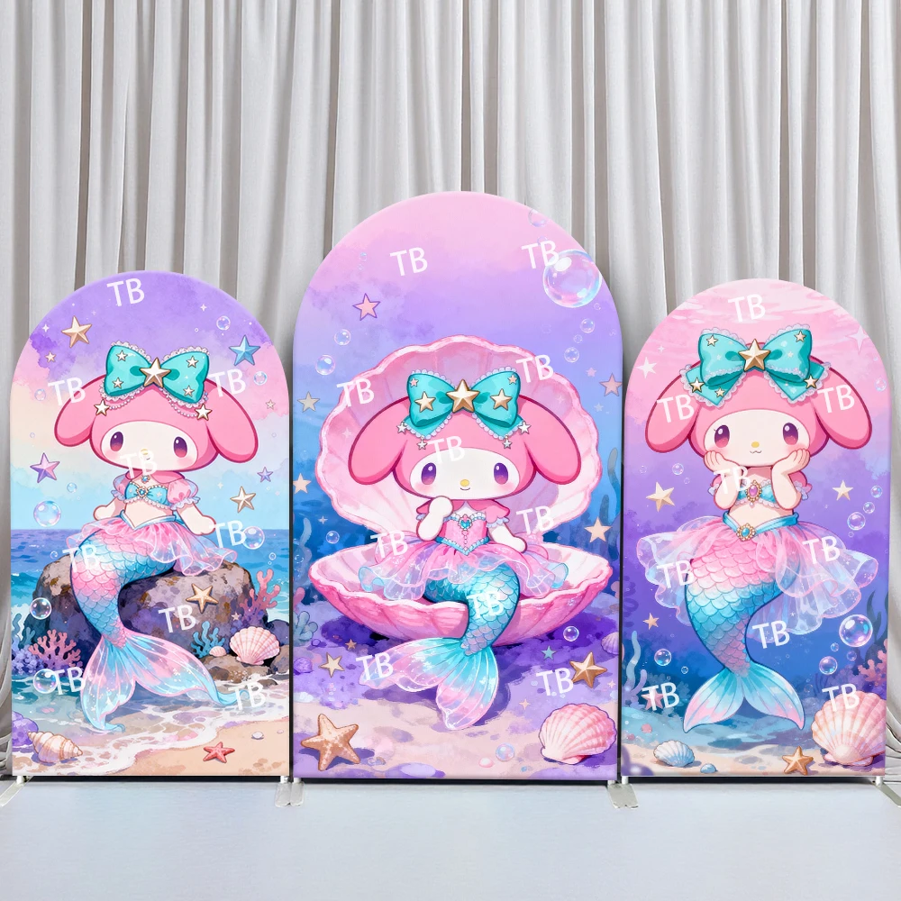 

Sanrio My Melody Mermaid Style Arch Backdrop Cover Enchanting Festive Scene For Kids Birthday Baby Shower Photo Booth Background