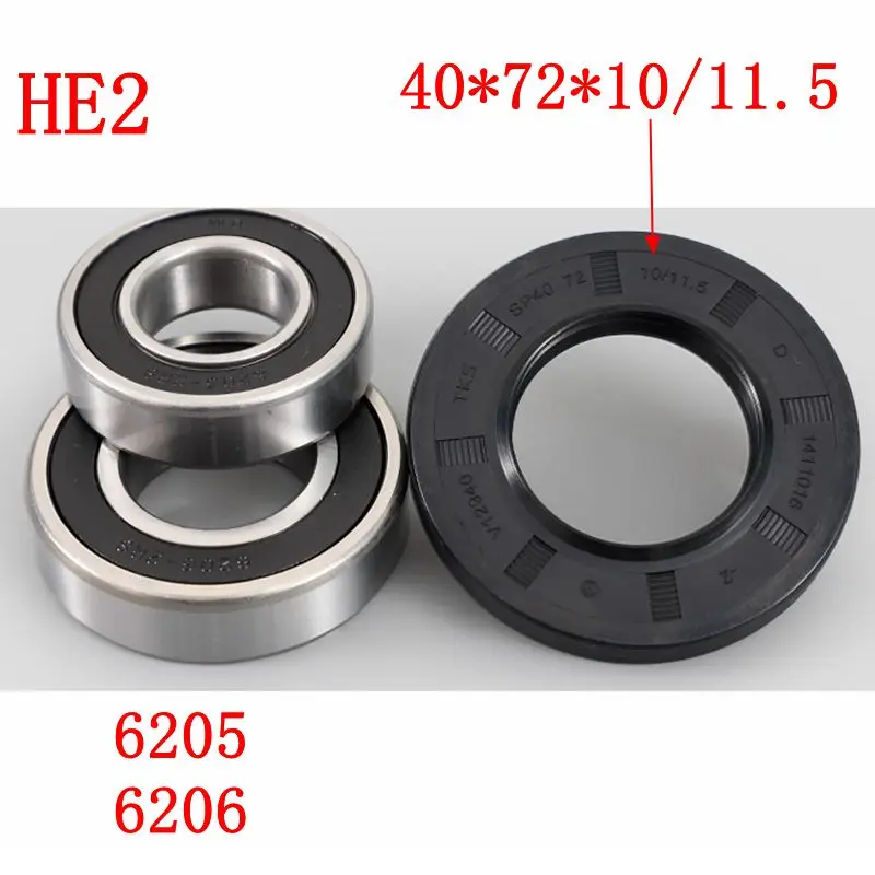 

for Haier drum washing machine Water seal（40*72*10/11.5）+bearings 2 PCs（6205 6206）Oil seal Sealing ring parts