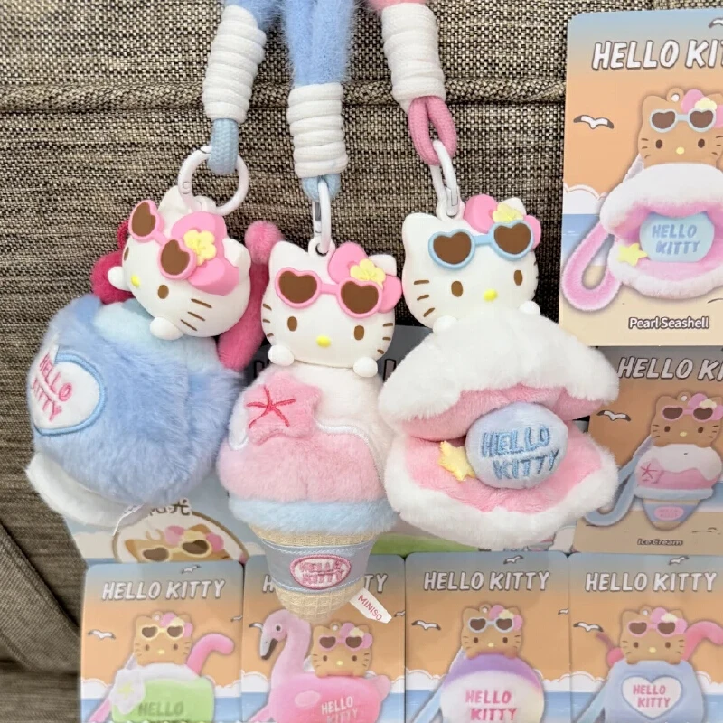 

Hello Kitty, летняя черная кожаная серия, слепая коробка, игрушечная сумка, кулон, ароматерапия, автомобильный кулон, солнечный свет, изменение цвета, кукла, подарок-сюрприз