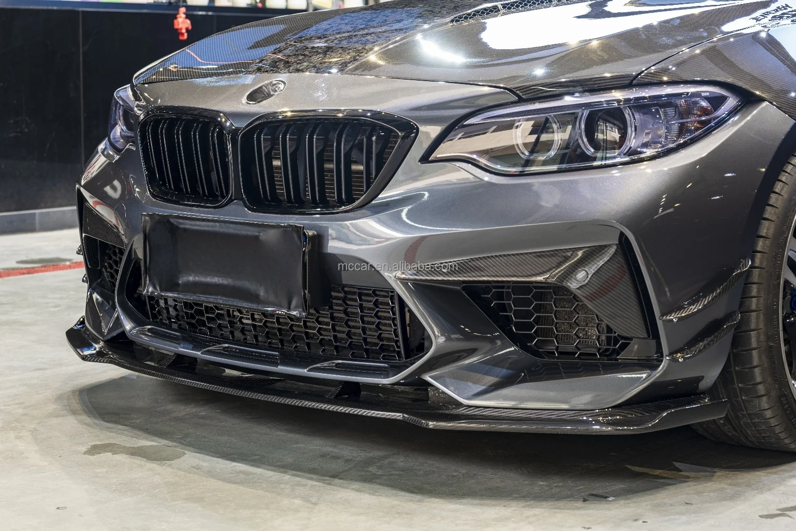 شفة أمامية عالية الجودة طراز MC لسيارة BMW F87 M2 M2C مصد أمامي من ألياف الكربون الجافة شفاه أمامية للسيارة