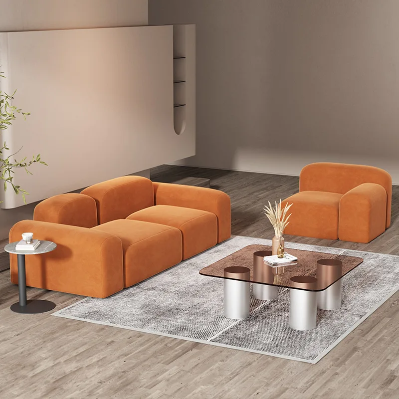 Straight row Japanese-style small apartment living room module technology cloth wabi-sabi wind modern simple tofu block fabric