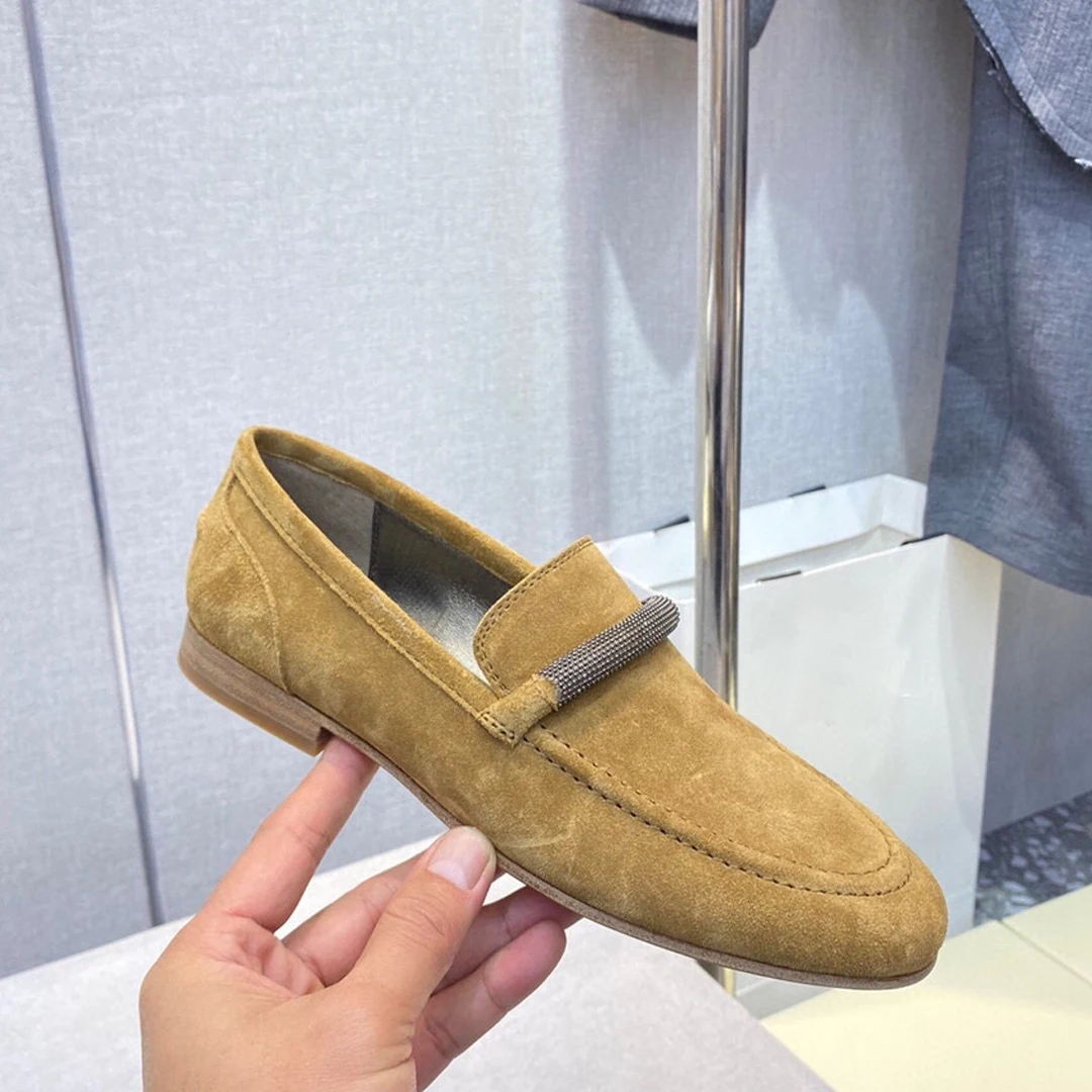 Women\'S Suede Loafer High Quality New Casual Commuting Soft And Loafer Slightly Flat Shoes Female