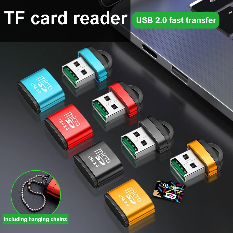 

10PCS Aluminum alloy card reader keychain portable mini high speed micro SD cell phone TF memory card reader
