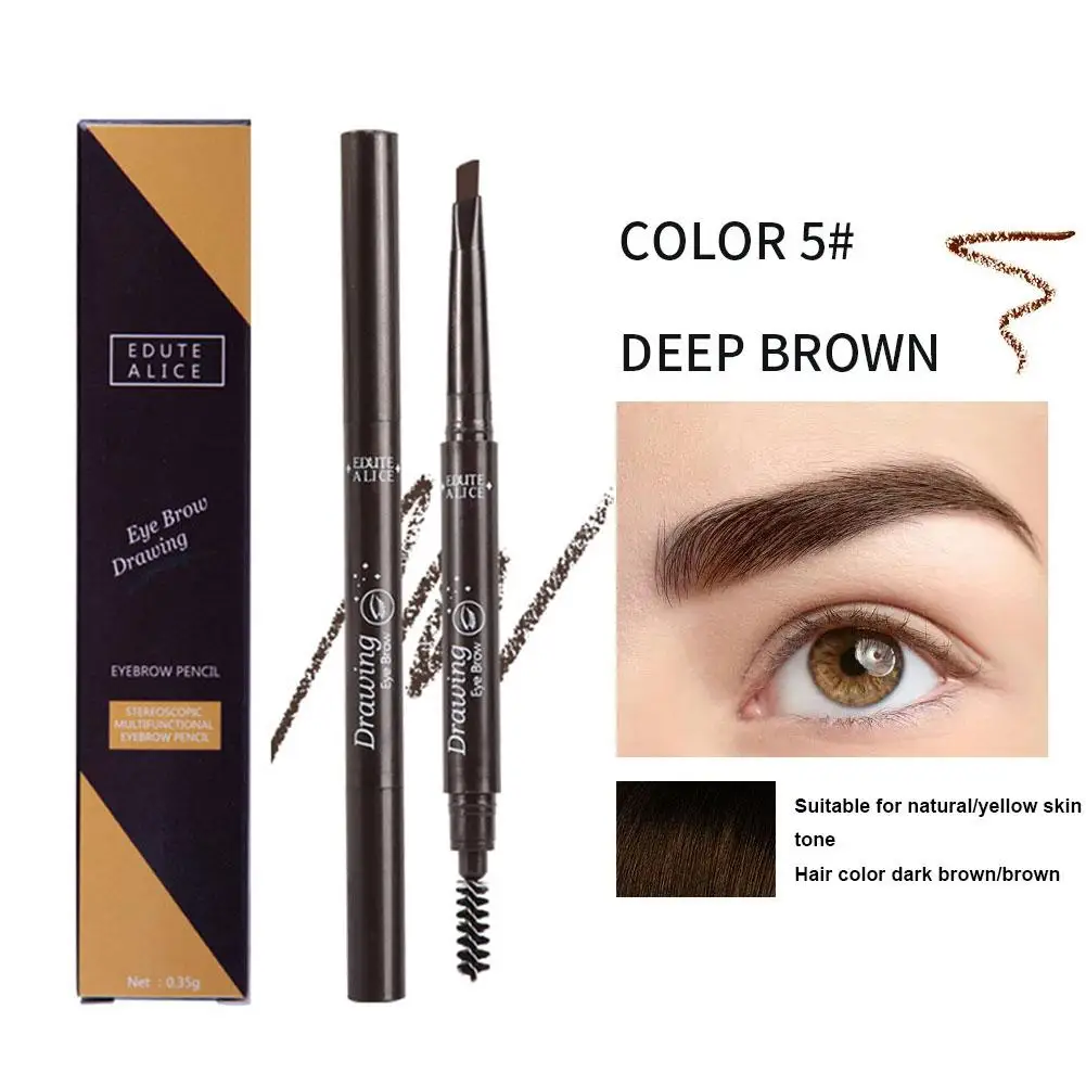 Fine Eyebrow Pencil With Double Head Automatic Rotation One Line Eyebrow Pencil Waterproof And Makeup Free Makeup Pen for women