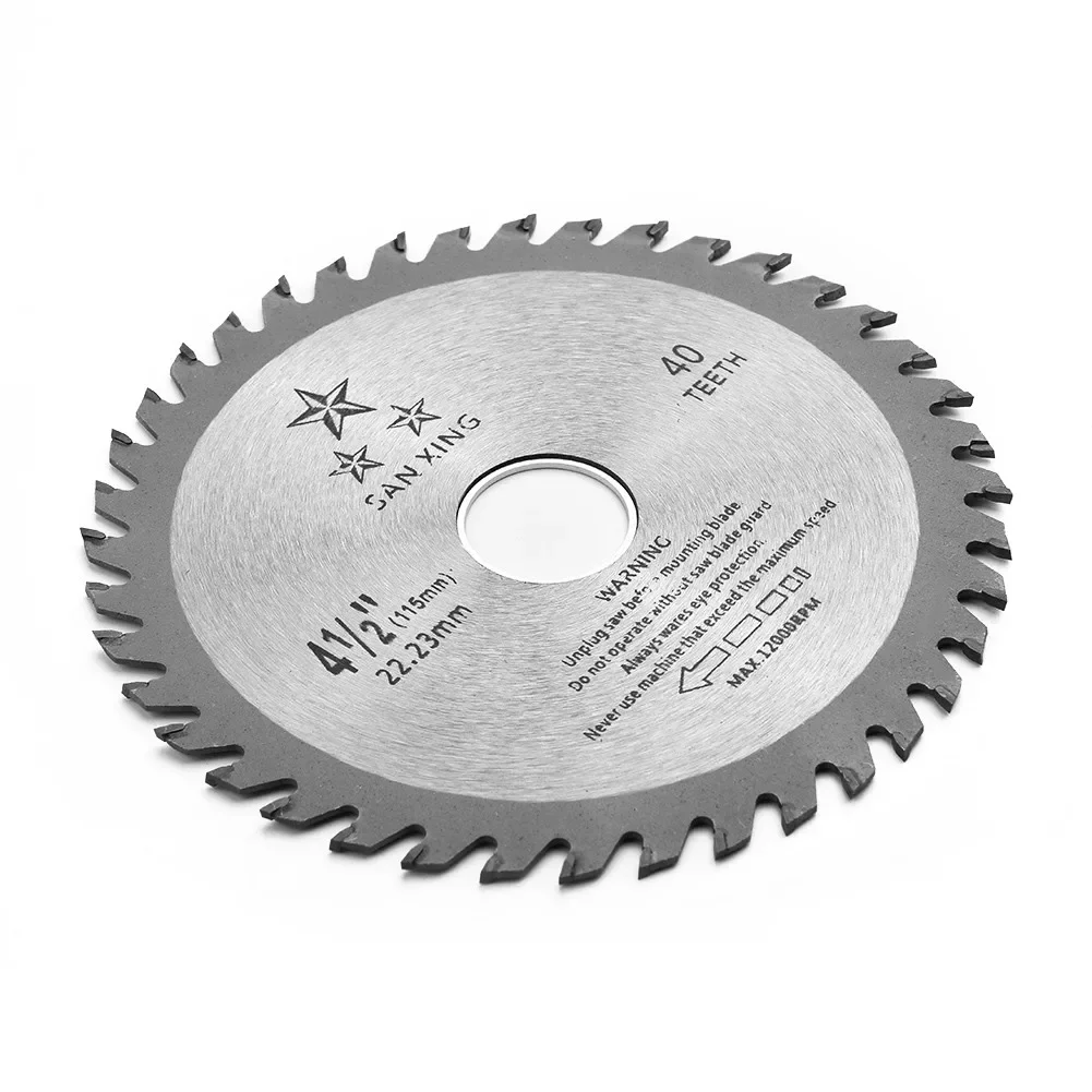 Cortador de disco de hoja de sierra Circular de carburo, 4,5 pulgadas, 115mm, 40 dientes, para cortar madera, amoladora angular de plástico, hojas de sierra, piezas de herramientas eléctricas