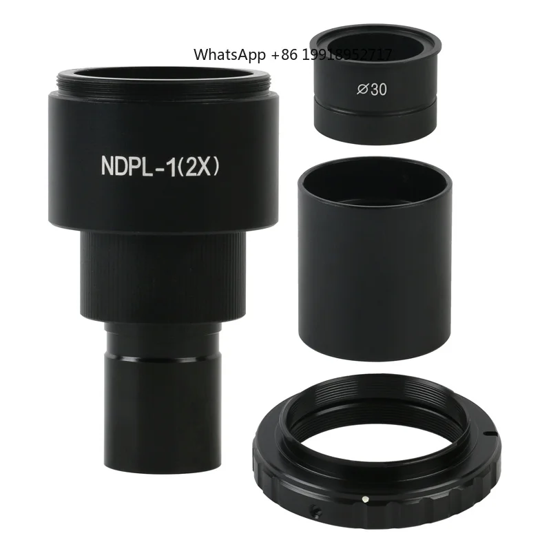 NDPL 2X Adapter 23.2mm/30mm/30.5mm T2 Mount Microscope SLR Camera Eyepiece Lens Adapter For Biological Stereo Microscopio