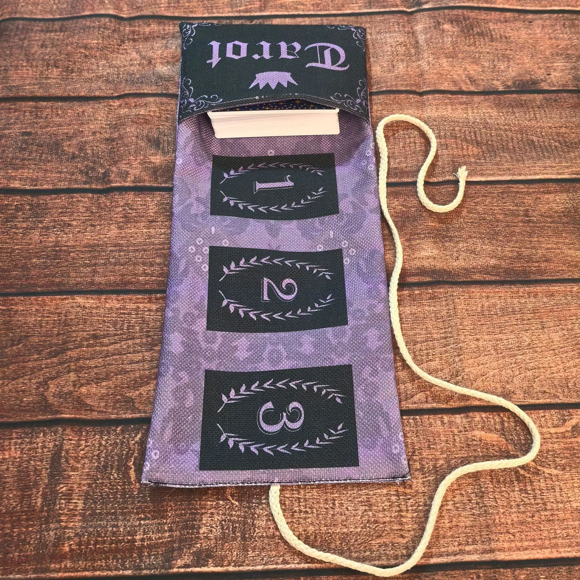 3‑Card Spread Tarot Roll Pouch Bag, Portable Tarot Oracle Card Storage Holder, Wicca Witch Divination Altar Accessory