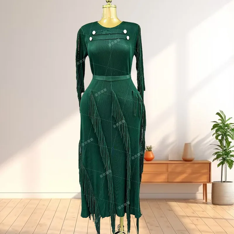 Robes plissées Miyake pour femmes, grande taille, robes longues africaines, franges pressées, robes de bal pour occasions formelles, 2025