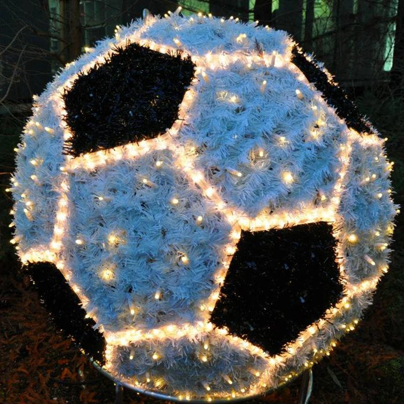 Custom. outdoor decoration led 3D motif light balls for soccer yellow emitting IP65 rated for landscape and home decor