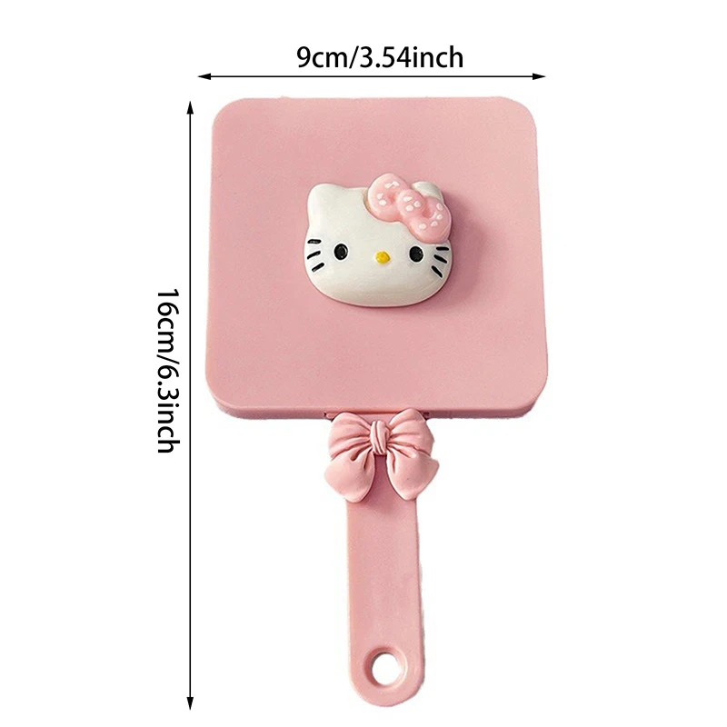 Rosa Kitty Loopy Make-up-Spiegel mit Kamm, Cartoon-Kosmetikspiegel mit quadratischem Griff, für Mädchen, Geschenk, kosmetische Werkzeuge, Kosmetikspiegel