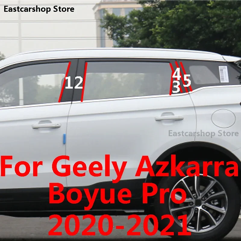 

For Geely Azkarra Altas Boyue Pro 2020 2021 Car B C Pillar Middle Central Column PC Window Decoration Strip Sticker Accessories