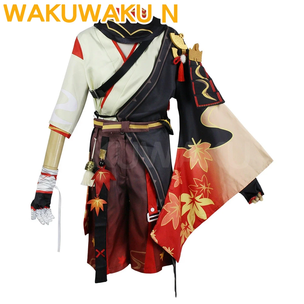 en-stock-costume-de-cosplay-kaedehara-kazuha-genshin-impact【xs-3xl】wakuwaku-n-halloween-inazuma-crimson-plumage-wander-grande-taille