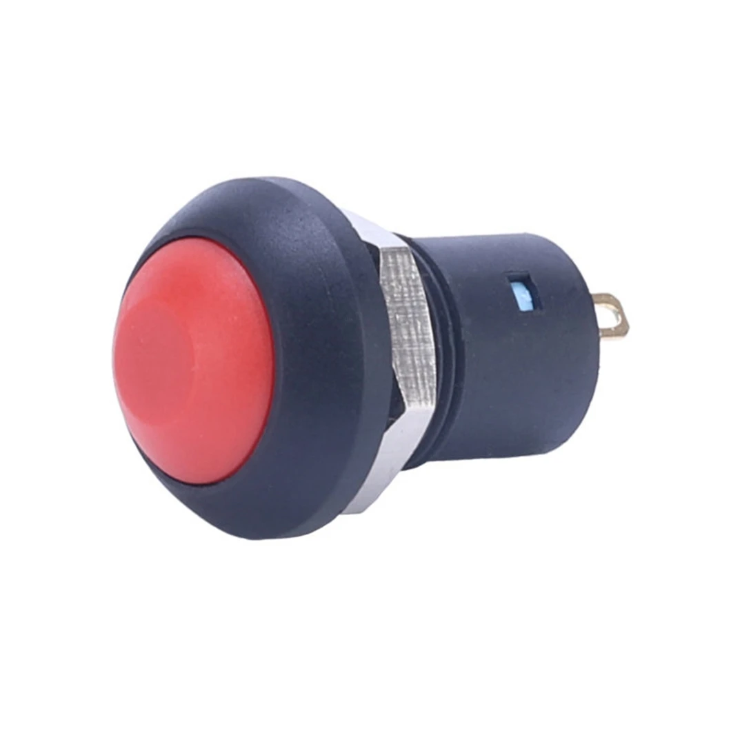 ABILKEEN Special Offer 12MM Red Domed Round Head Self-Return Type Plastic Push Button 1NO with 2 Pin Solder Terminal