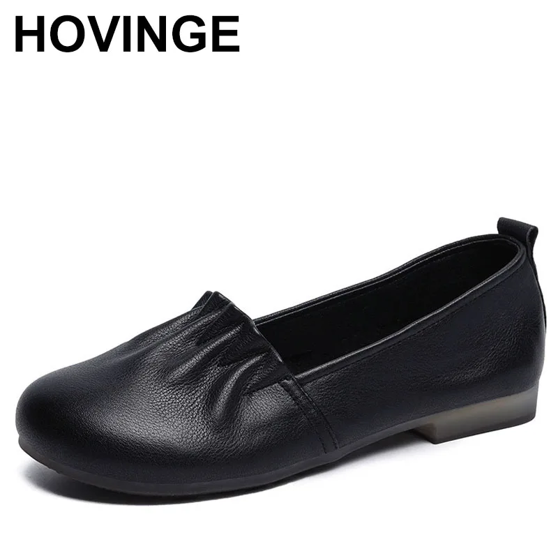 

Women Genuine Leather Flats Round Toe Loafers Slip On Shoes Woman Spring Summer Working Casual New Size 35-43
