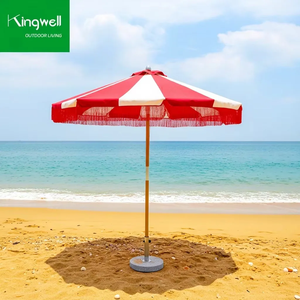 Customized Color Fabric Heavy Duty Beach Umbrella Outdoor Parasols Umbrellas Manual Beach Pool Side Large Umbrella with Marble