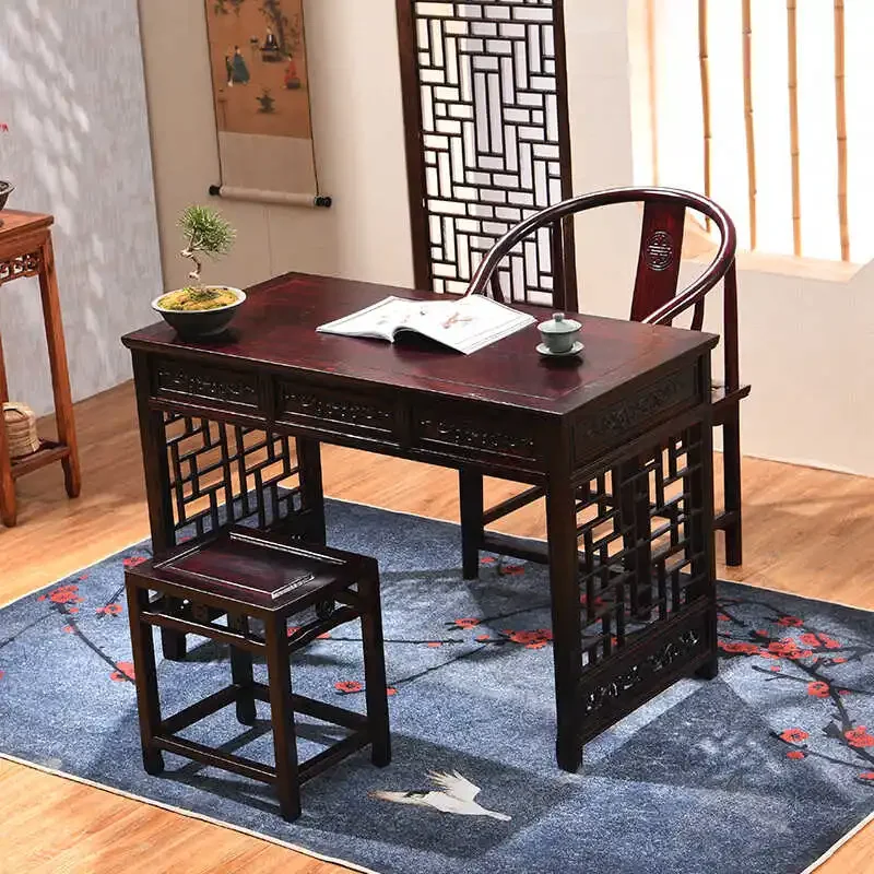 TCM相談台、中国風デスク、総無垢材デスク、アンティークパソコンデスク、TCM図書館脈診