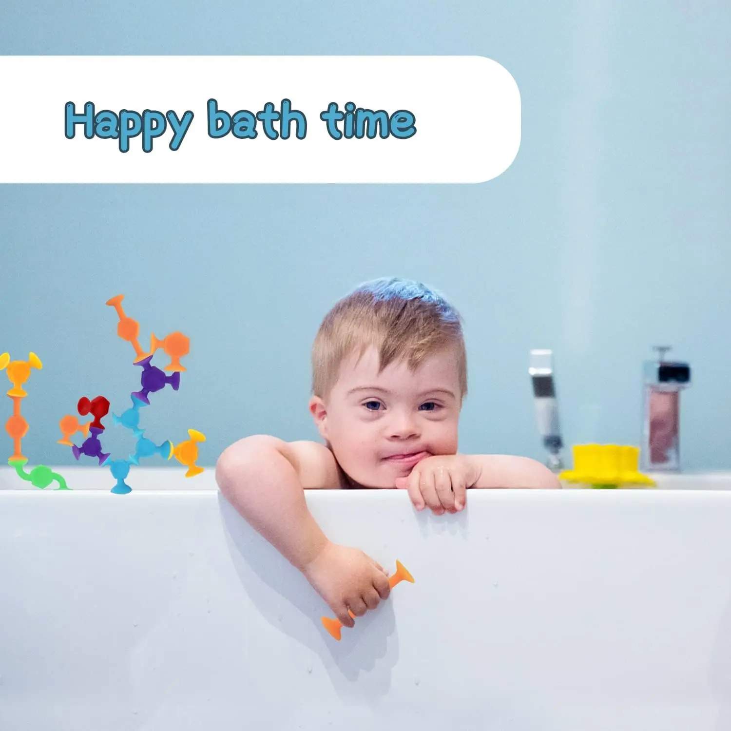 48 pezzi di giocattoli da bagno per bambini dai 3 anni in su, giocattoli sensoriali per bambini autistici, giocattoli da viaggio, giocattoli per finestre, giocattoli per l'apprendimento dello stelo, giocattoli per vasca da bagno