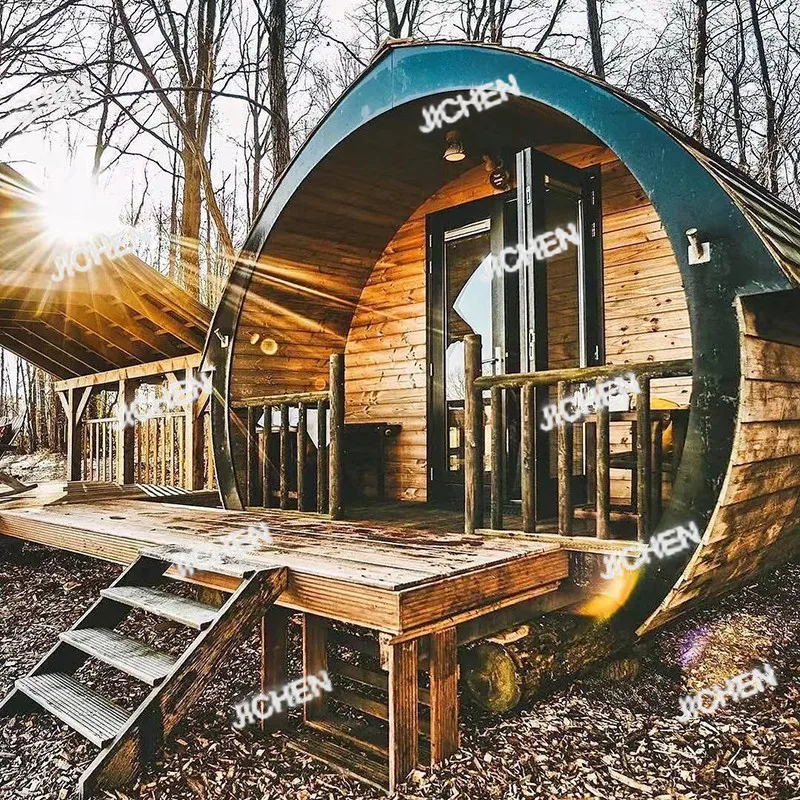 

neu Outdoor Movable Round Wooden House Scenic Wine Barrel Homestay Sauna Room Custom Forest Tree House, Deposit
