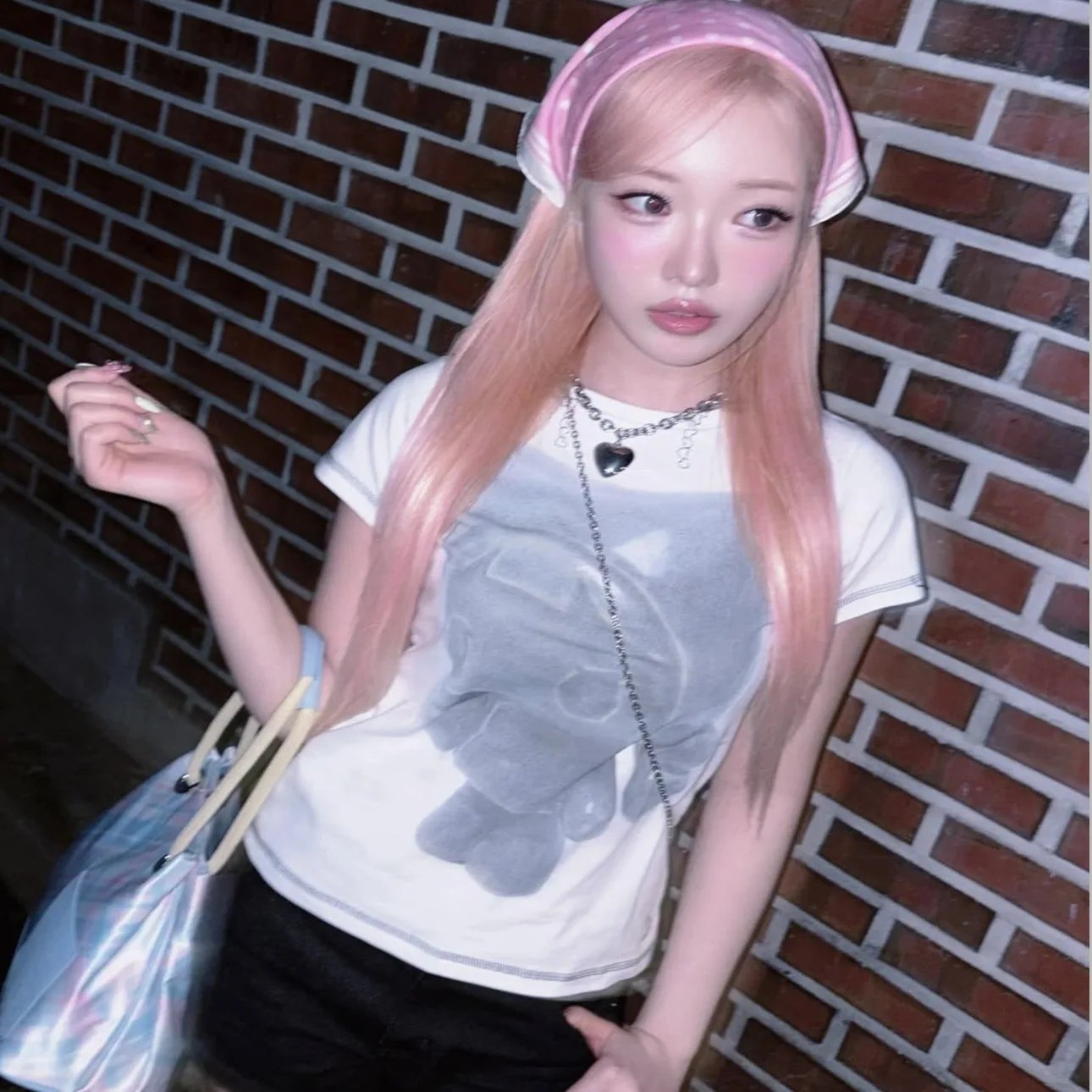 

Korean Sle ort Sve T-irt Girls Cute Print Stitching Slim Fit oulder High Cotton Summer round Ne Top for Women