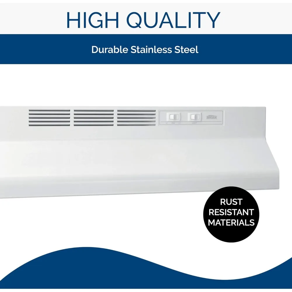 BUEZ130WW Não-Ductless Range Hood com luzes, exaustor para sob o armário, branco, 30"