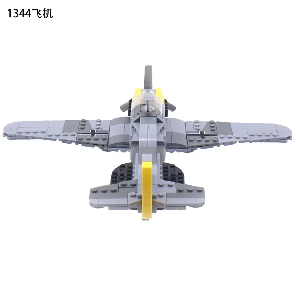 Ww2 Army Military Soldiers SAWT German Bf-109 Fighter Four Axis Drone Jet DIY Model ​Building Blocks Bricks Toys for Boy