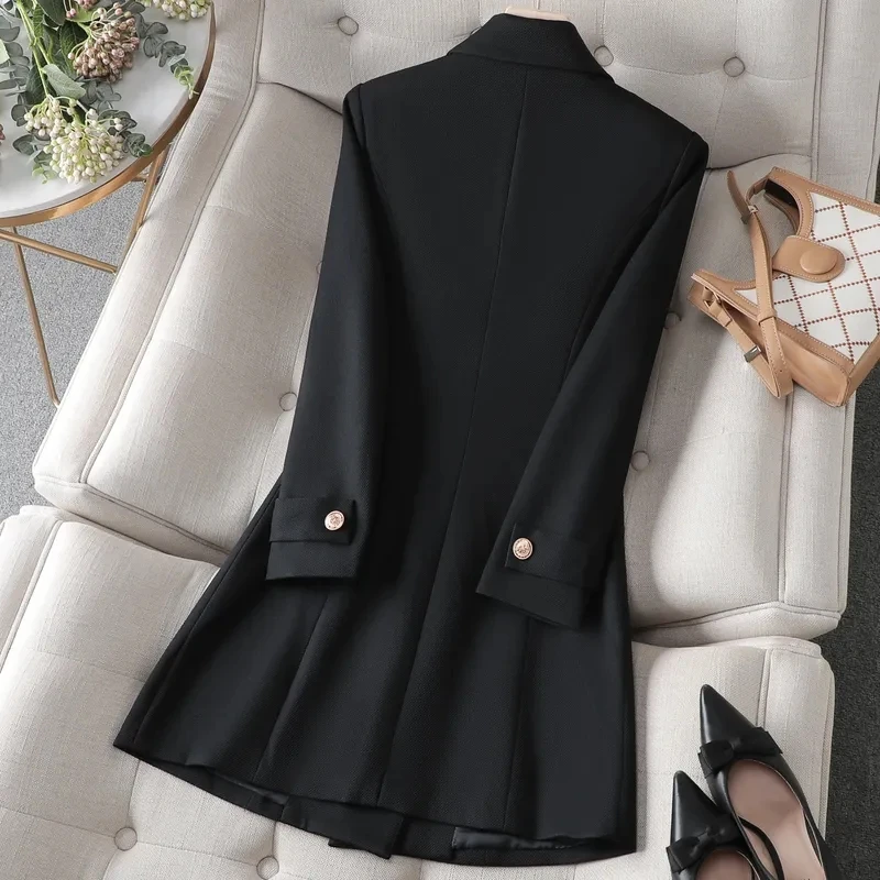 Autumn Winter Jacket Women Long Blazer Khaki Coffee Black Office Ladies Formal Jacket Business Work Wear Coat Female Outerwear