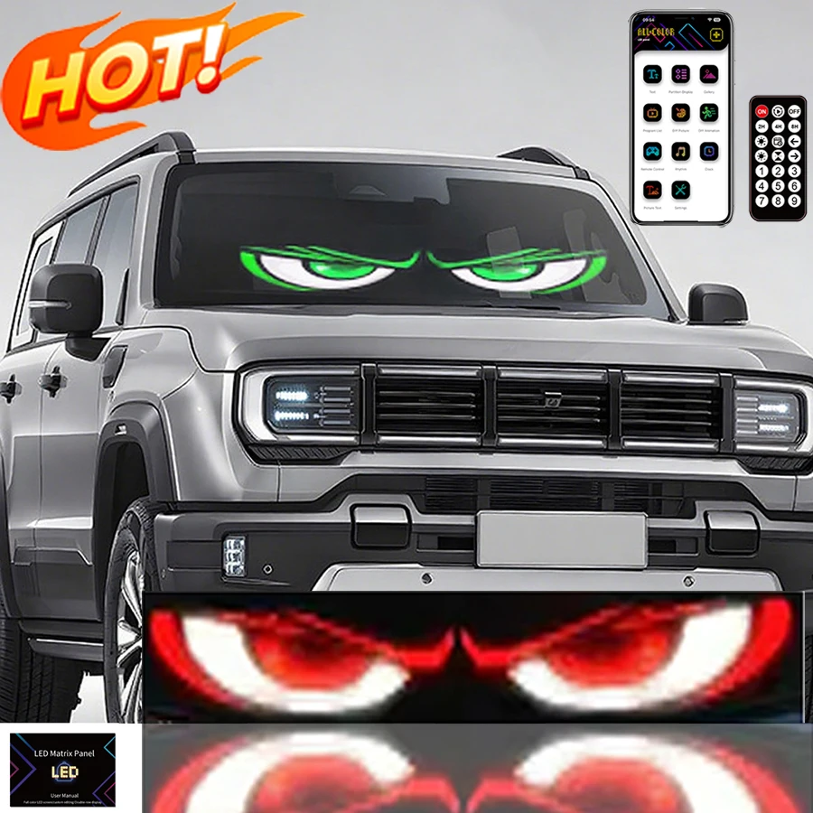 

LED eye for trucks LED Car windshield panel Truck LED Pixel Panel Light Remote Control Soft Scrolling For Board big truck Light