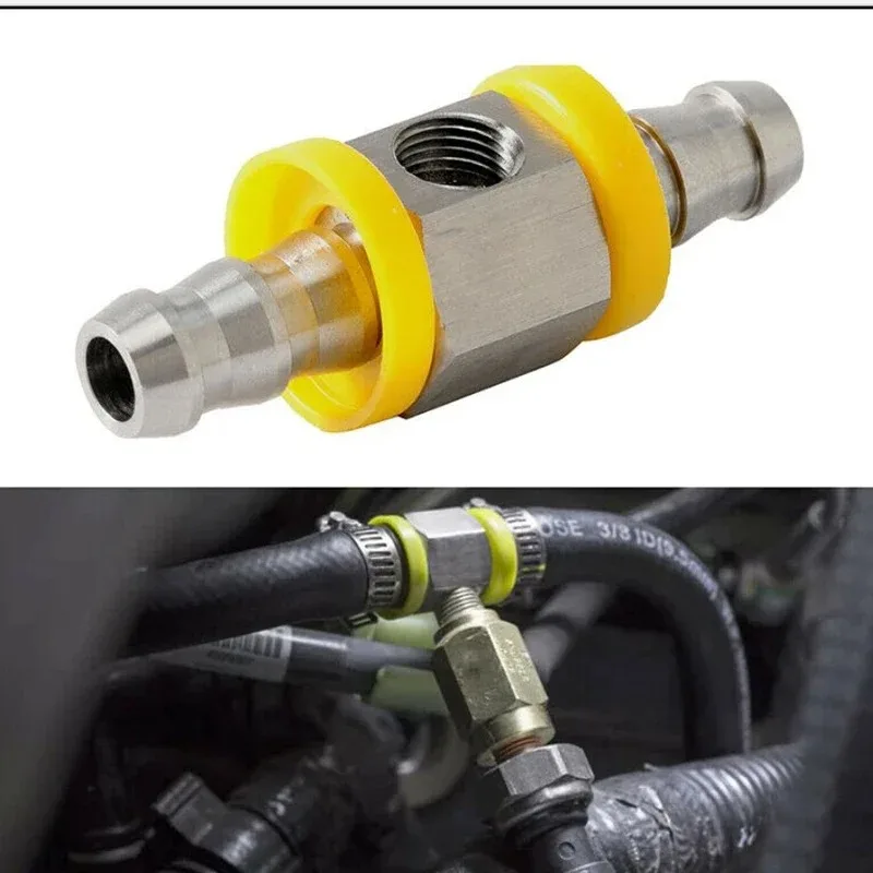

3/8" Fuel Line Fuel Auto Parts Pressure Sensor Adapter T-Fitting Kit 1/8-27 NPT Port Steel Fits Hose with 9.5mm Includes Clamps