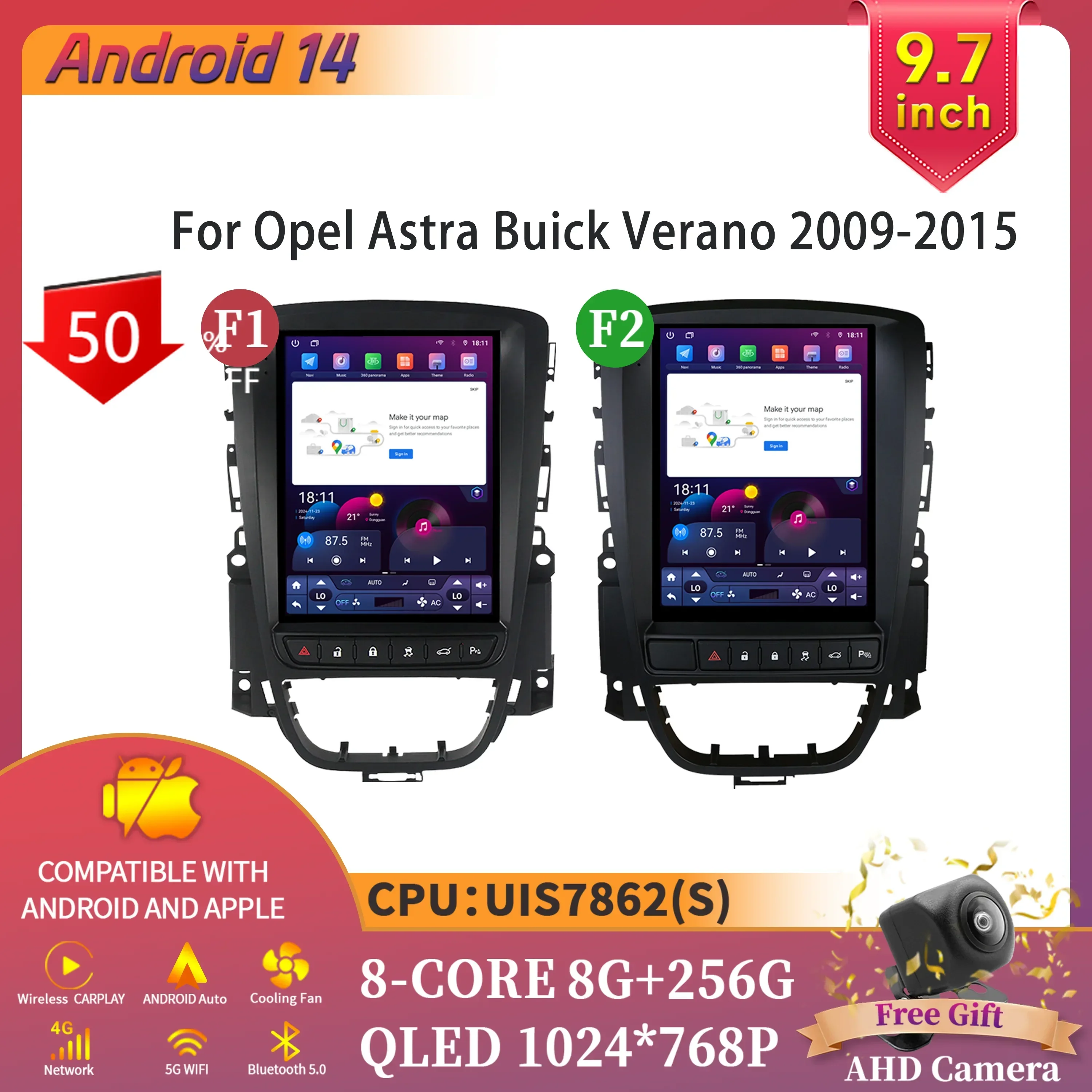 

9.7inch Android 14 For Opel Astra Buick Verano 2009-2015 Car Radio Multimedia Intelligent Bluetooth Carplay Touch Screen