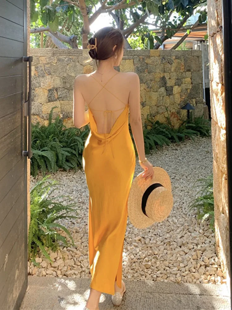 ผู้หญิงฤดูร้อนที่สง่างามกราฟิกแข็งที่กําหนดเองยาวรอยัลแขนกุดเปลือยเอวสูงA-LineยาวCamiชั้นความยาวชุดWH7