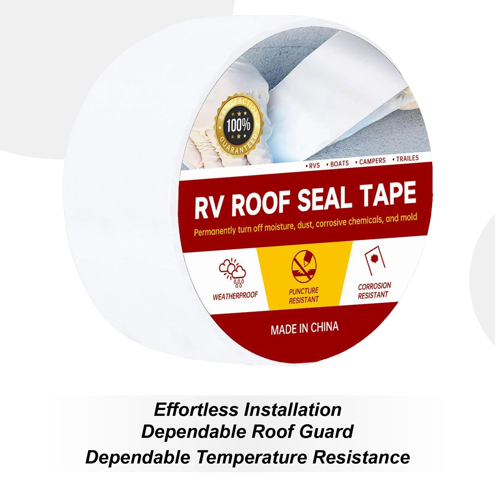 

RV Roof Tape Adhesive Camping Car Roofing Patches Weather-proof Bonding Vehicle Leak Repair Strip For Truck Seams Joints Hatches