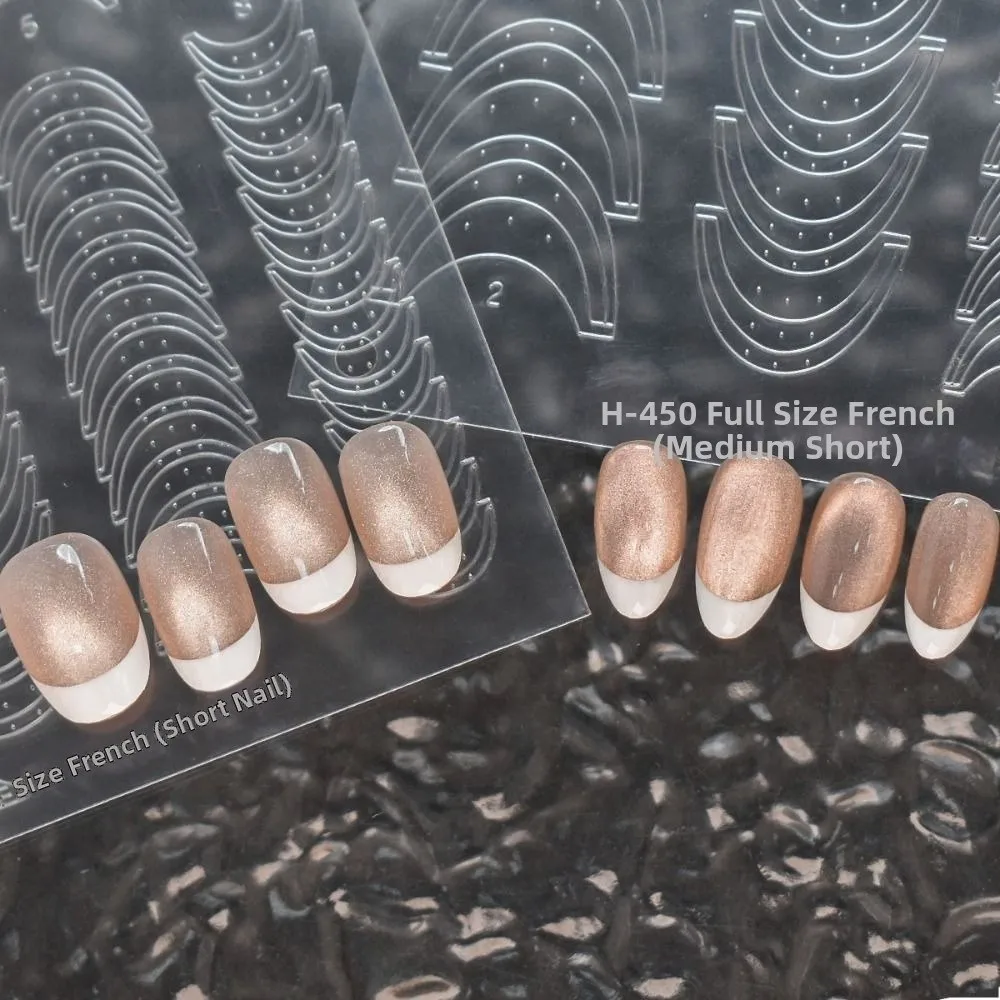 Fully Transparent French Nail Stickers Self-Adhesive Full-size Hollow French Nail Stickers DIY French Edge Template Nail Art