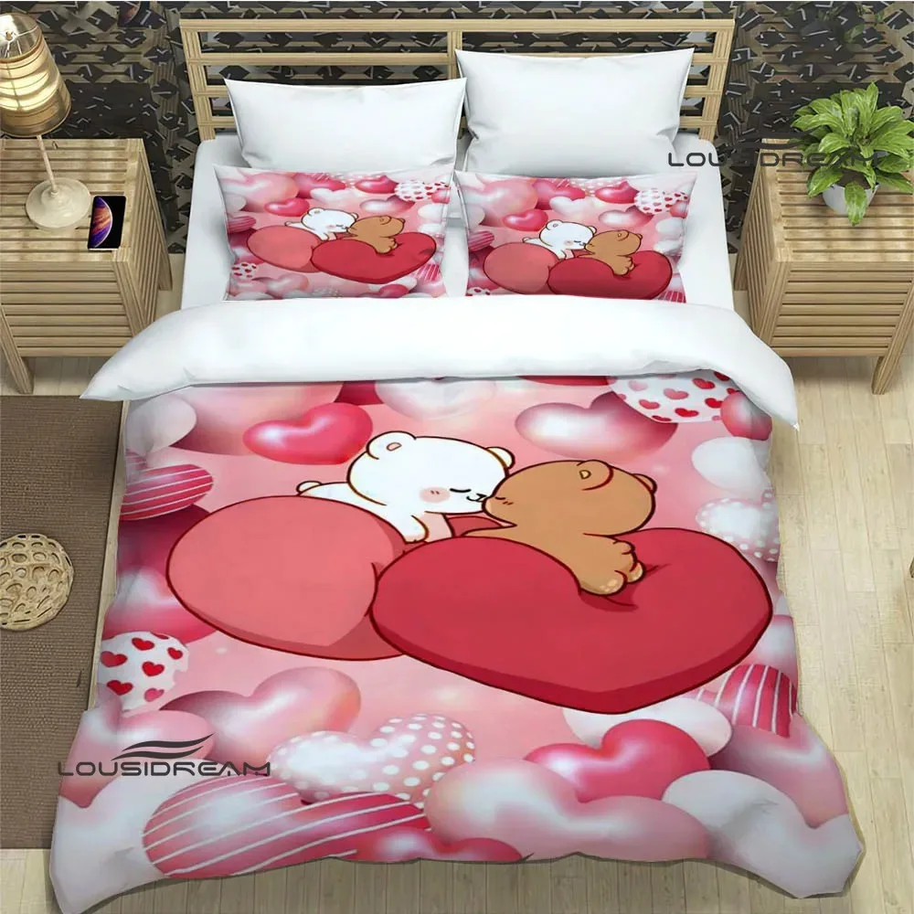 Cute cartoon bear printed Bedding Sets exquisite bed supplies set duvet cover comforter set bedding set luxury Birthday Gift