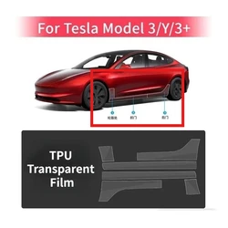 Car Body Protective Film for Tesla Model 3/Y/3+ 2024 TPU Transparent Film Front Rear Door Extended Invisible Car Clothing Set