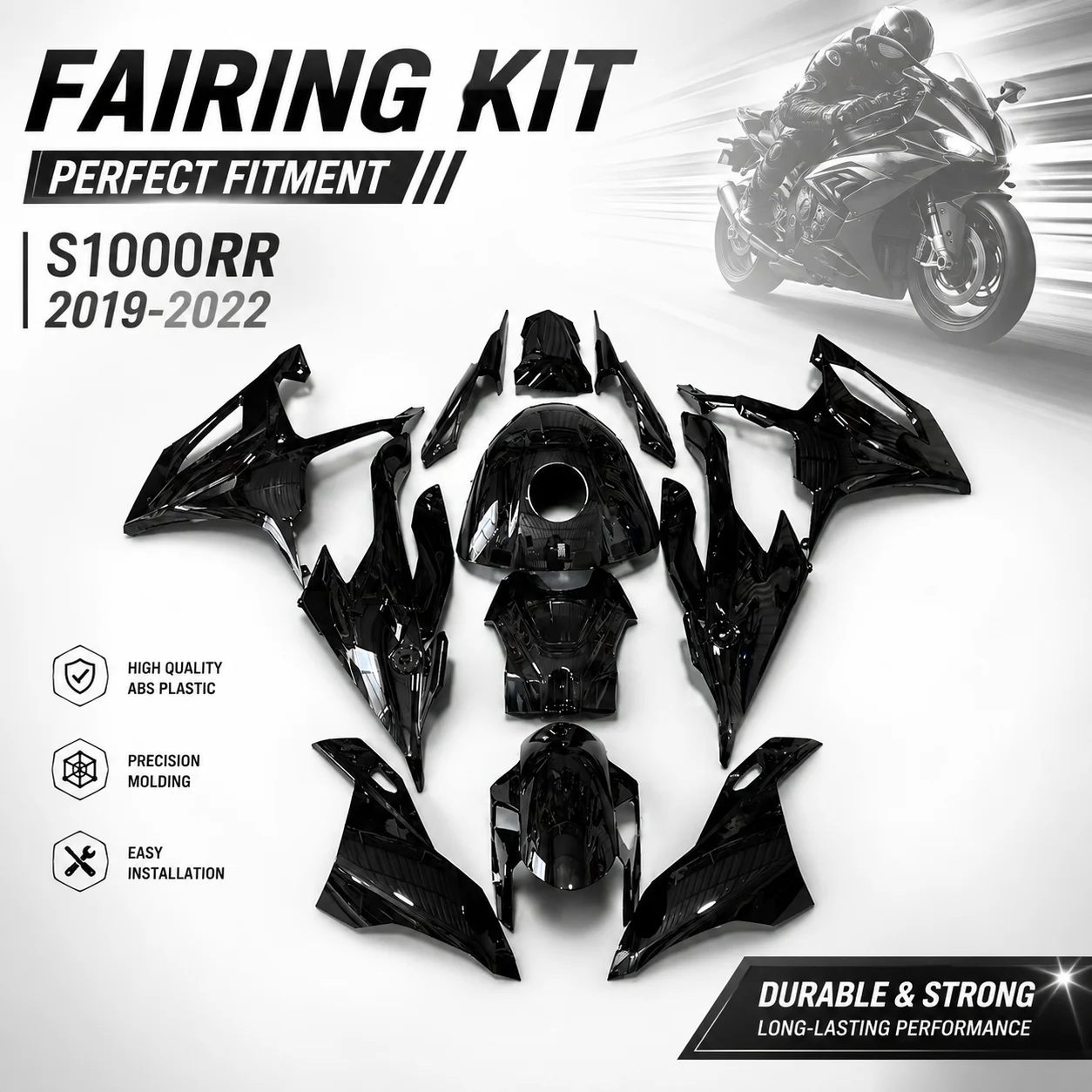 

For BMW S1000 RR 2019 2020 2021 2022 Fairing Kit Perfect Fit Injection Mold Custom Painted ABS Bodywork Cowl Cover K67 Parts