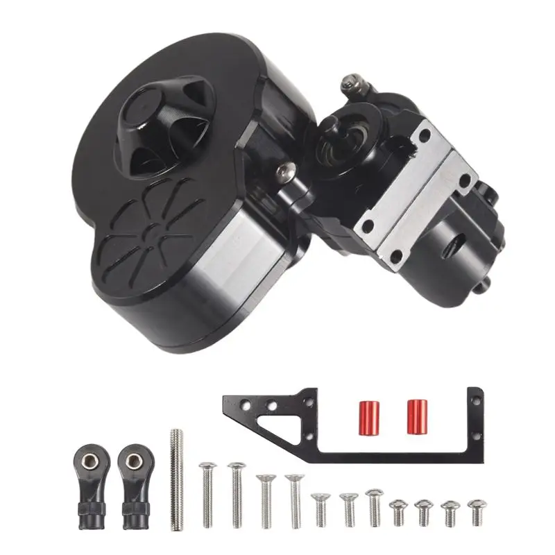 A63T-Metal Complete Gearbox Transmission Box With Dig Gear 1 Speed For 1/10 RC Crawler Car Axial SCX10 AX10 Wraith,Black