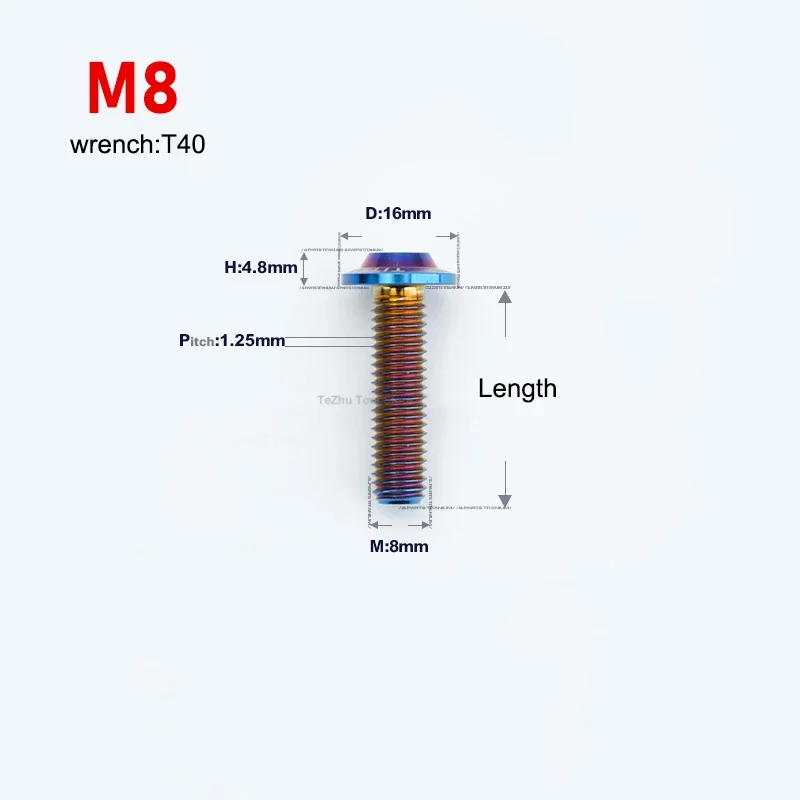1Pc Titanium Bolt M5 M6 M8 x 6 8 10 12 14 15 16 18 20 25 30 40 50mm Torx Umbrella Head Screw for Bicycle Motorcycle Disk Brake view 5