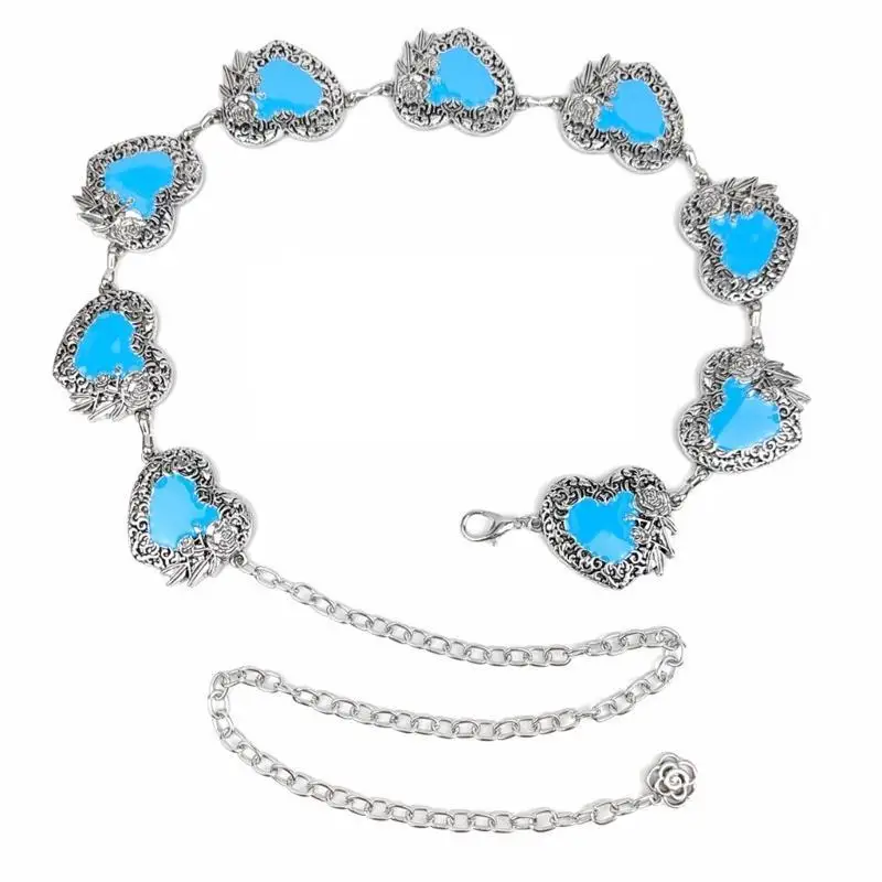 

R1WE Элегантная поясная цепочка с металлической цепочкой в ​​виде сердца в форме сердца, поясная цепочка для тела, украшение на