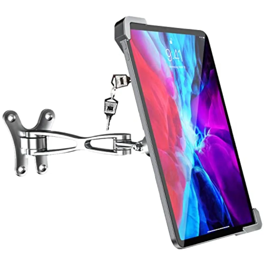 

Anti-Theft Tablet Wall Mount Heavy Duty Articulating In-Wall Stand Holder with Security Lock and Key for 7-11 Tablets in Black