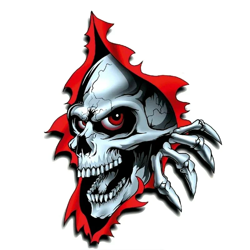 Car Stickers Funny Skull and Claws Come Out of The Hole Colorful Personality Car Exterior Accessories PVC,15cm