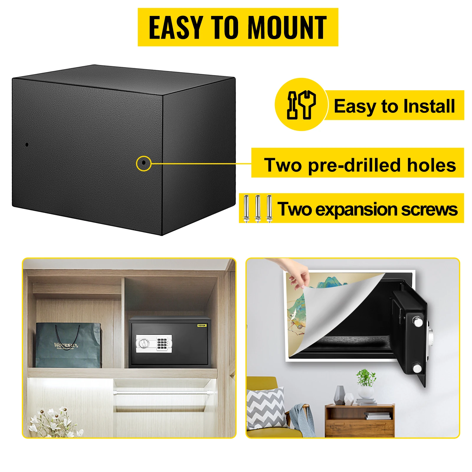 Vevor Verborgen Beveiliging Geld Opslaan Collecties Componenten Home Digitale Toetsenbord Elektronische Code Lock Storting Kluis