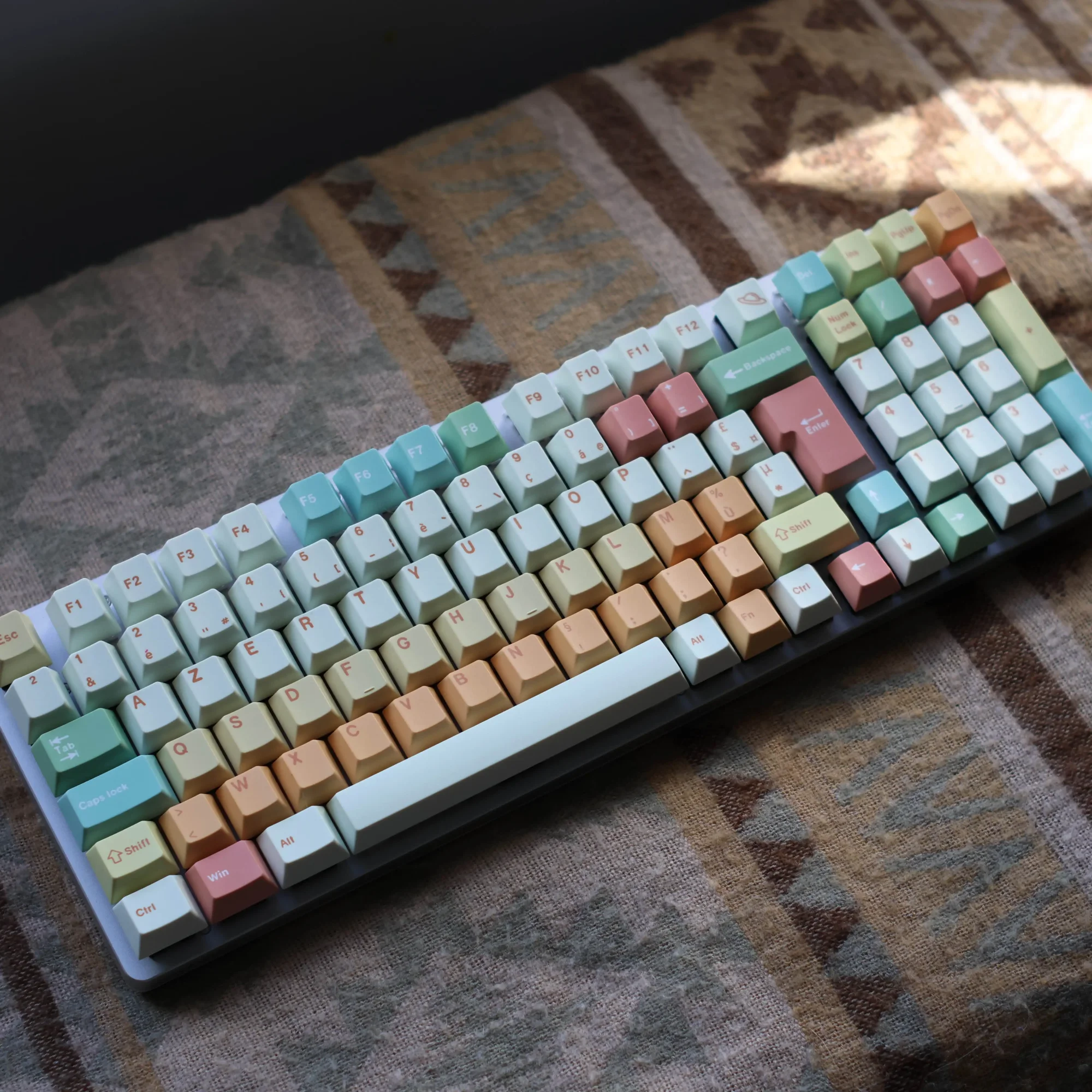 AZERTY French Key Cap PBT FR Keycap Cherry Profile Replacement Keycaps for Mechanical Keyboard 61 64 68 78 84 87 96 98 104 108