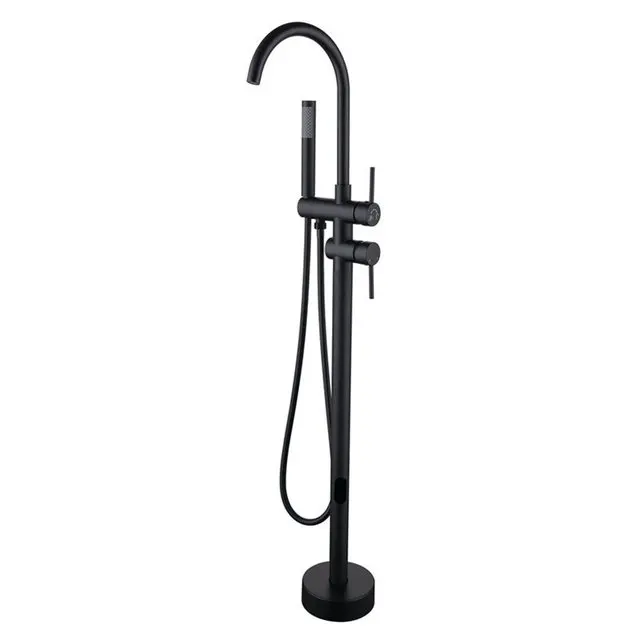 

Shower Faucet Luxury High Quality Floor Stand Black FreeStanding Bathtub Mixer With Handheld Show