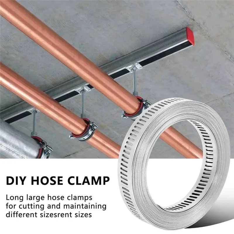 A84E-4X 304 Stainless Steel Worm Clamp Hose Clamp Strap With Fasteners Adjustable DIY Pipe Hose Clamp Ducting Clamp 11.5 Feet