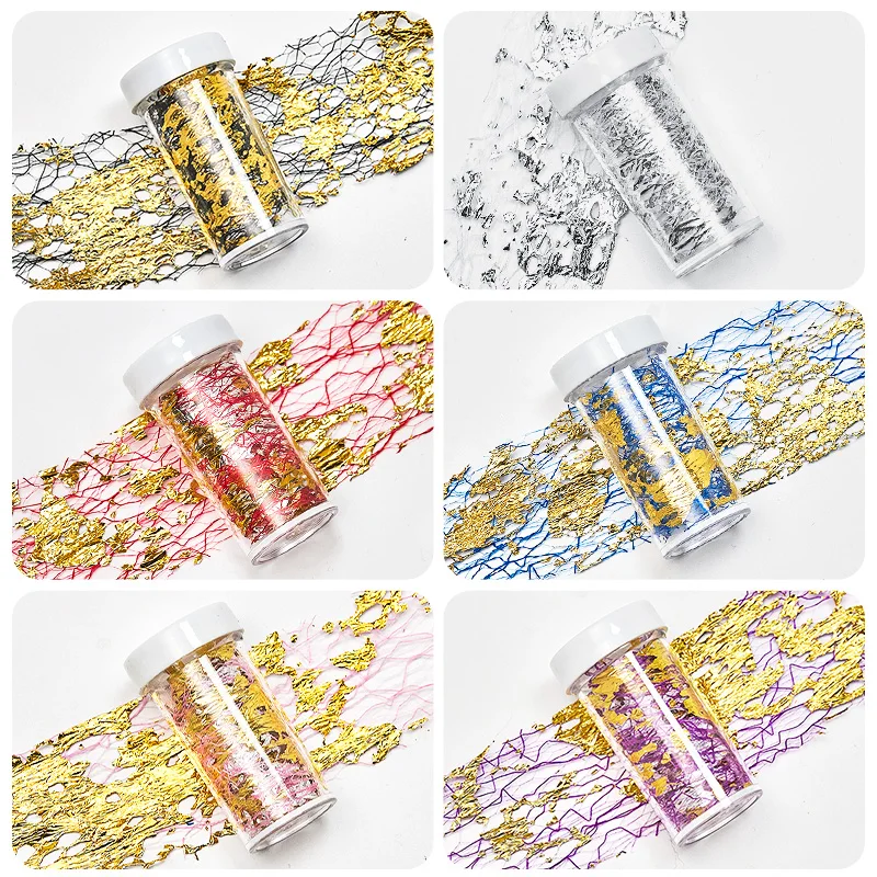 1Pc 3D Mesh Nail Sticker Goud Zilver Netto Lijn Tape Op Nagels Holo Adhesive Zijde Folie Nail Art Decoraties polish Decals