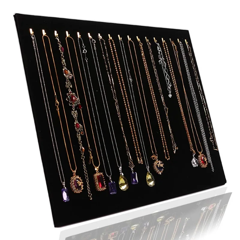 17 Hooks Necklace Display Stand Velvet Necklace Stand Earring Jewellery Display Stand Grid Shop Necklace Display Props