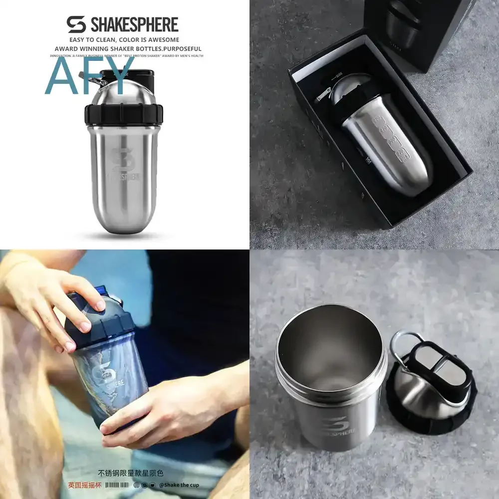 ShakeSphere Stainless Steel Protein Shaker Cup for Men Fitness Water Bottle for Gym Workout Gift Food Grade Mixing Cup