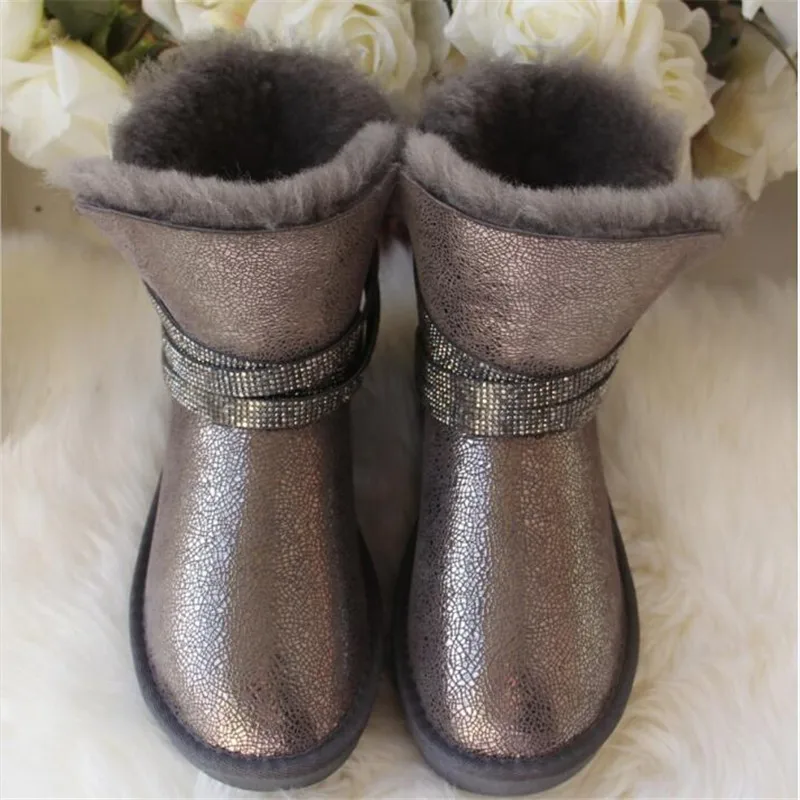 Fashio 2023 New Women Shoes Waterproof Natural Fur Wool Real Sheepskin Leather Snow Boots Genuine Sheepskin Women Boots