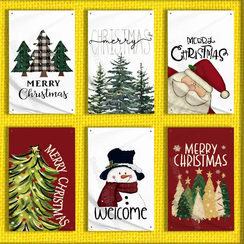 

Merry Christmas Tree Snowman Flag For 50*70cm 60*90cm 60*110cm 80*120cm 100*150cm 150*200cm Camp Banner Tapestry